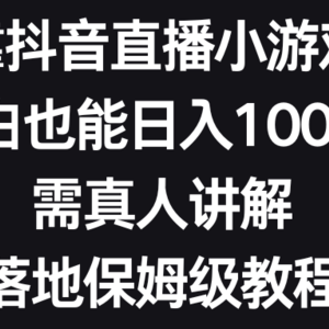 靠抖音直播小游戏，小白也能日入1000+，需真人讲解，落地保姆级教程