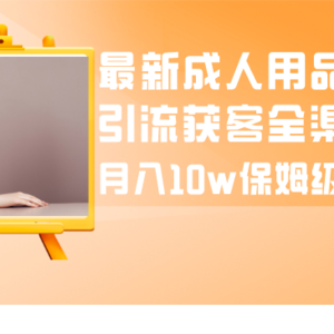 最新成人用品赛道引流获客全渠道，月入10w保姆级教程