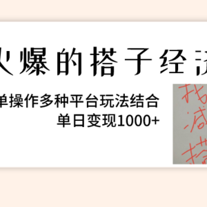 火爆的搭子经济，简单操作多种平台玩法结合，单日变现1000+