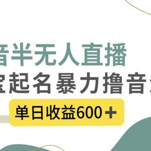 抖音半无人直播，宝宝起名，暴力撸音浪，单日收益600+