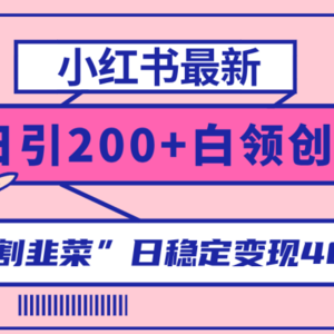 小红书最新日引200+创业粉”割韭菜“日稳定变现4000+实操教程！