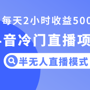 抖音冷门直播项目，半无人模式，每天2小时收益500+