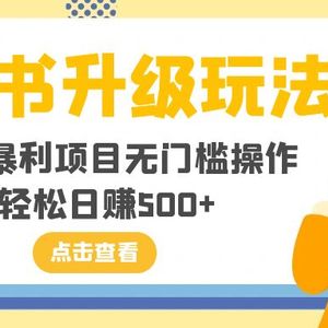 小红书升级玩法，冷门暴利项目无门槛操作，轻松日赚500+