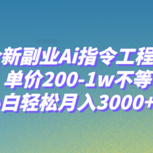 全新副业Ai指令工程师，单价200-1w不等，小白轻松月入3000+！