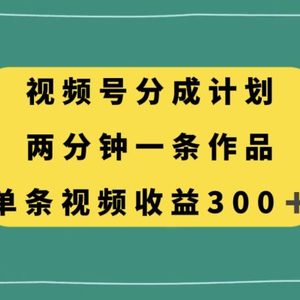 视频号分成计划，两分钟一条作品，单视频收益300+