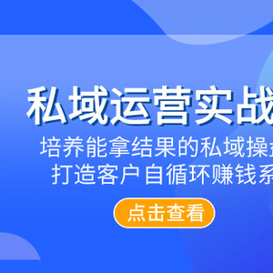 私域运营实战班，培养能拿结果的私域操盘手，打造客户自循环赚钱系统