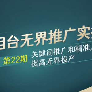 万相台无界推广实操班【22期】关键词推广和精准人群操作应用，提高无界投产