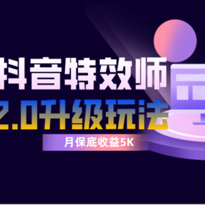 抖音特效师像塑2.0玩法，一组账号单月最低躺赚5000元，每天只需半小时