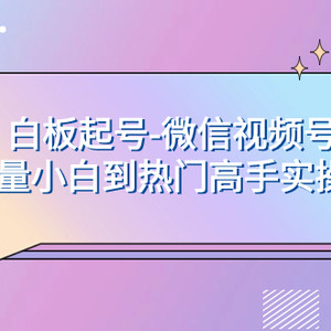 白板起号-微信视频号流量小白到热门高手实操课