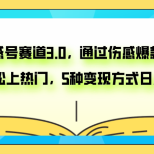 抖音伤感号赛道3.0，通过伤感爆款原创视频，轻松上热门，5种变现日入1000+