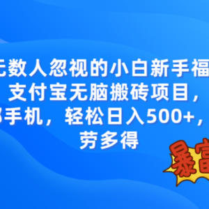 无数人忽视的项目，支付宝无脑搬砖项目，一部手机即可操作，轻松日入500+