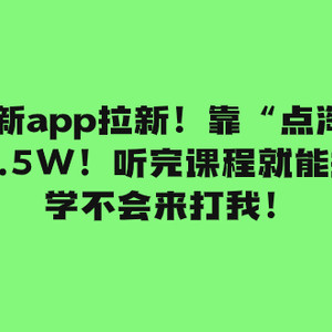 （7787期）最新app拉新！靠“点淘”赚1.5W！听完课程就能操作！学不会来打我！