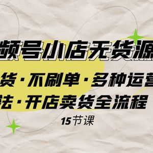 （7779期）微信视频号小店无货源实战 不囤货·不刷单·多种运营方法·开店卖货全流程