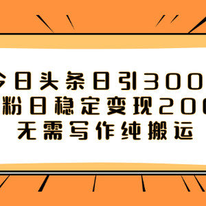 （7763期）今日头条日引300+创业粉日稳定变现2000+无需写作纯搬运