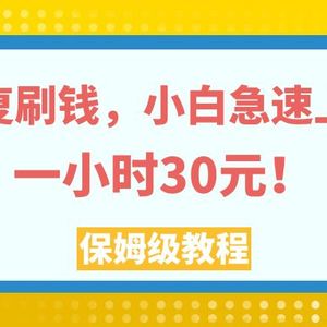 （7751期）反复刷钱，小白急速上手，一个小时30元，实操教程。