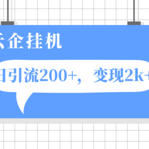 （7752期）云企挂机项目，单日引流200+，变现2k+