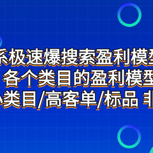 （7737期）淘系极速爆搜索盈利模型2.0，各个类目的盈利模型，小类目/高客单/标品 非标