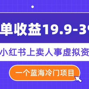 （7701期）一单收益19.9-399，一个蓝海冷门项目，在小红书上卖人事虚拟资料