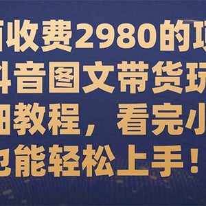 （7685期）外面收费2980的项目，抖音图文带货玩法详细教程，看完小白也能轻松上手！