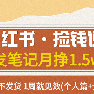 （7669期）小红书·捡钱课 发发笔记月挣1.5w+不做图 不发货 1周就见效(个人篇+企业篇)