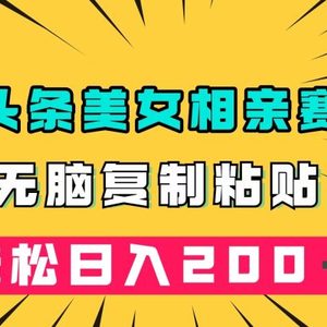 （7559期）微头条冷门美女相亲赛道，无脑复制粘贴，轻松日入200＋