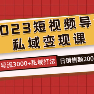 （7550期）2023短视频导流·私域变现课，日导流3000+私域打法  日销售额2w+