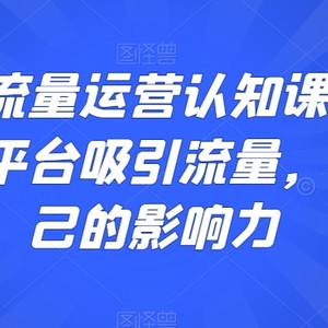 短视频流量运营认知课，利用短视频平台吸引流量，提高自己的影响力