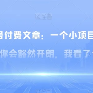 某公众号付费文章：一‮小个‬项目看了‮些这‬思‮你路‬会‮然豁‬开朗，我‮了看‬也推荐