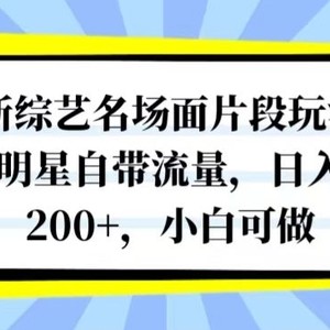 最新综艺名场面片段玩法，明星自带流量，日入200+，小白可做【揭秘】