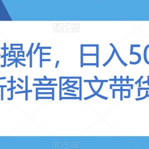 新手好操作，日入500+最新抖音图文带货【揭秘】