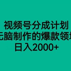 视频号分成计划，无脑制作的爆款领域，日入2000+