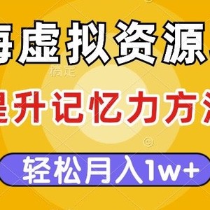 蓝海虚拟资源项目，提升记忆力方法，多种变现方式，轻松月入1w+【揭秘】