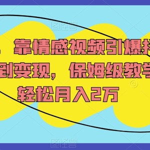 流量密码，靠情感视频引爆抖音短视频，涨粉到变现，保姆级教学，小白轻松月入2万【揭秘】