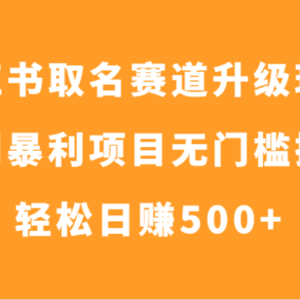 小红书取名赛道升级玩法，冷门暴利项目无门槛操作，轻松日赚500+