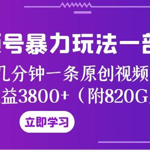 视频号暴力玩法一部手机 几分钟一条原创视频 一周收益3800+（附820G素材）