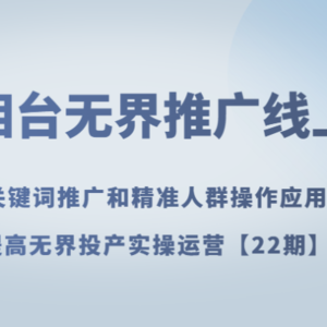 万相台无界推广线上课 关键词推广和精准人群操作应用，提高无界投产实操运营【22期】