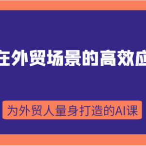 AI在外贸场景的高效应用，从入门到进阶，从B端应用到C端应用，为外贸人量身打造的AI课