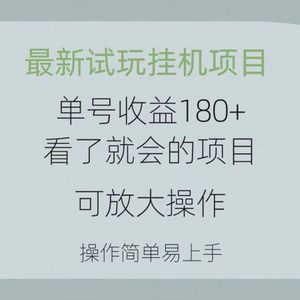 最新试玩挂机项目 单号收益180+看了就会的项目，可放大操作 操作简单易…