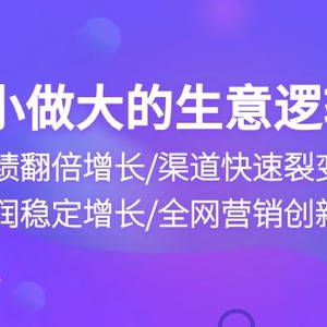 从小做大生意逻辑：业绩翻倍增长/渠道快速裂变/利润稳定增长/全网营销创新