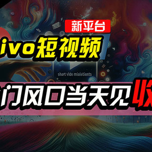 全新平台vivo短视频，新风口AI混剪无脑搬运，冷门风口当天见收益，7天…