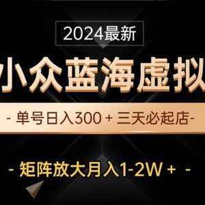 最新闲鱼小众蓝海虚拟资源，单号日入300＋，三天必起店，矩阵放大月入1-2W