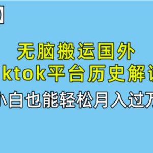 无脑搬运国外tiktok历史解说 无需剪辑，简单操作，轻松实现月入过万