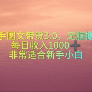 快手图文带货3.0，无脑搬运，每日收入1000＋，非常适合新手小白