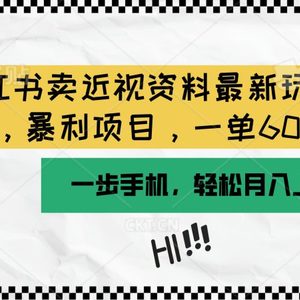 小红书卖近视资料最新玩法，一单60月入过万，一部手机可操作（附资料）