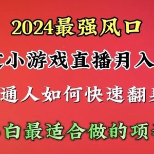 2024年最强风口，通过小游戏直播月入25w+单日收益5000+小白最适合做的项目