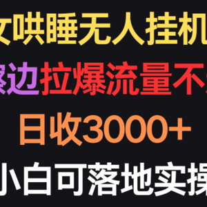 美女哄睡无人挂机2.0，浅擦边拉爆流量不违规，日收3000+，小白可落地实操