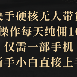 快手硬核无人带货，简单操作每天纯佣1000+,仅需一部手机，新手小白直接上手