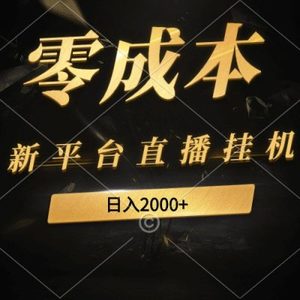 新平台直播挂机最新玩法，0成本，不违规，日入2000+