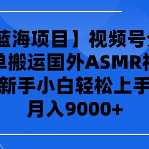 【2024蓝海项目】视频号分成计划，无脑搬运国外ASMR视频，新手小白轻松…
