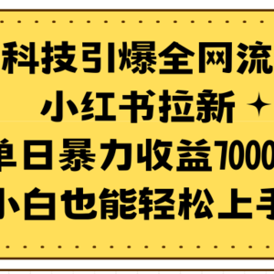 黑科技引爆全网流量小红书拉新，单日暴力收益7000+，小白也能轻松上手